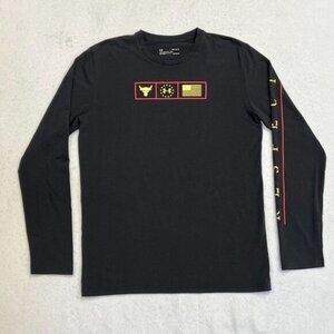 Mens Under Armour The Rock Tactical Black Long Sleeve Graphic T-Shirt Medium EUC